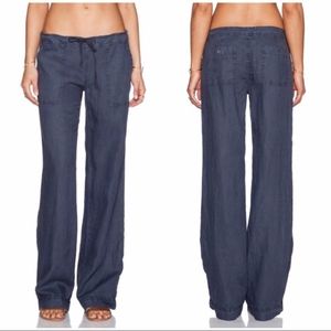 Womens Michael Stars Grey Linen Drawstring Pants